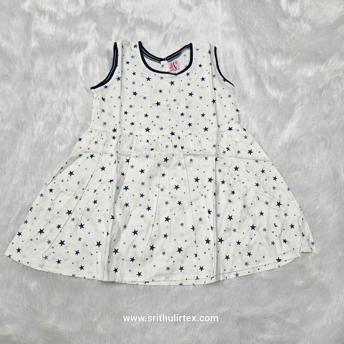 White Cotton Baby Frock – Back Open Button Type | 6 Months to 2 Years | Sri Thulir Tex