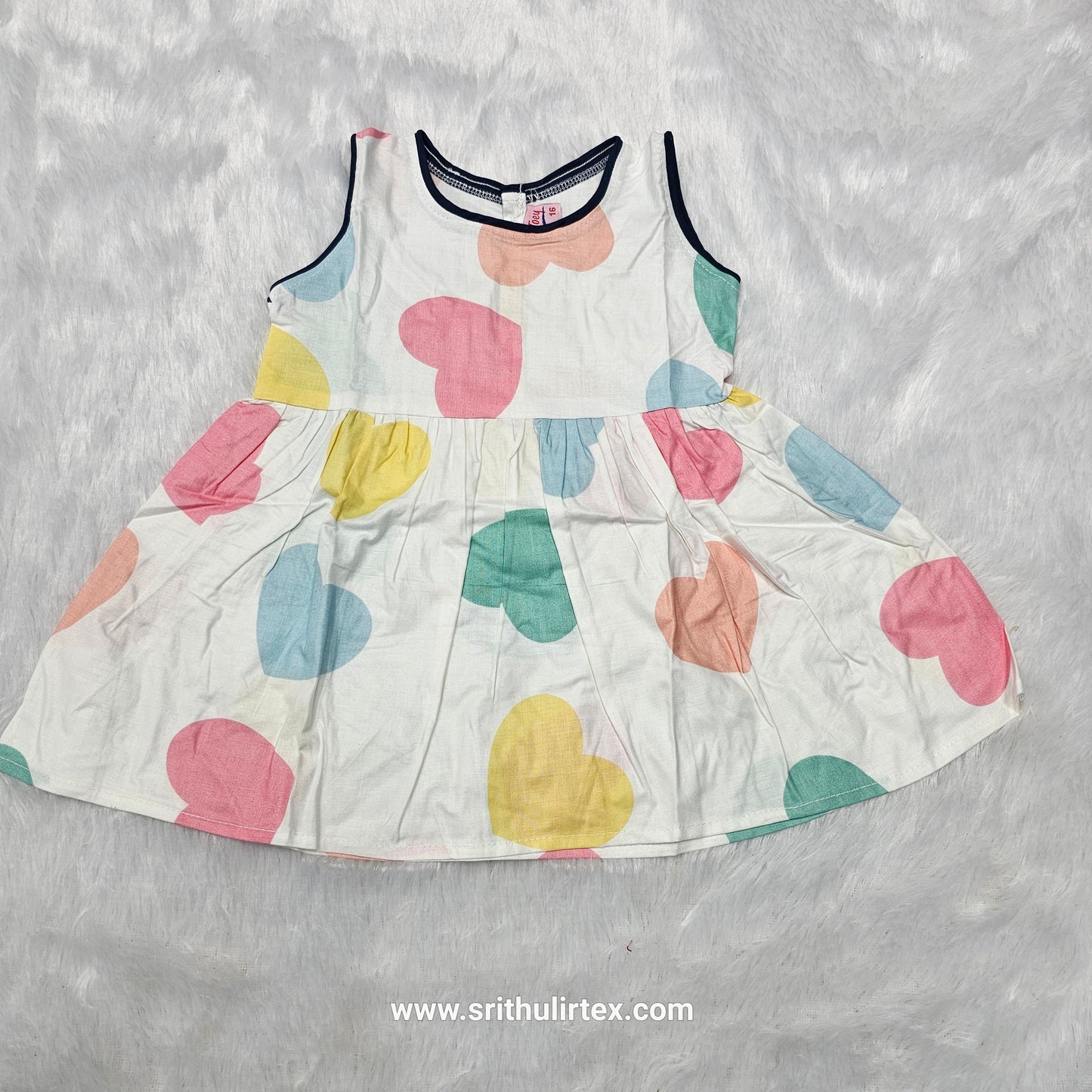 White Cotton Baby Frock – Back Open Button Type | 6 Months to 2 Years | Sri Thulir Tex
