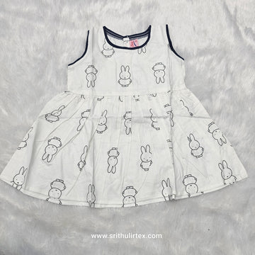 White Cotton Baby Frock – Back Open Button Type | 6 Months to 2 Years | Sri Thulir Tex